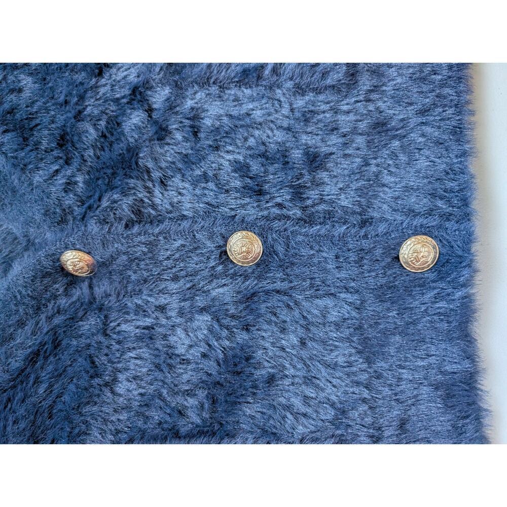 NWT L'Agence Harriet Fuzzy Knit Blouson Sleeve Cardigan Size L Indigo #3C509 - Picture 7 of 12